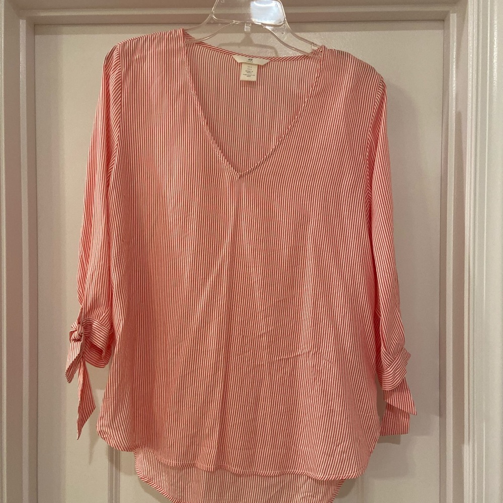 H&M red strip blouse